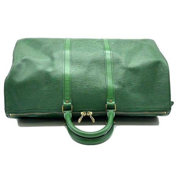 LOUIS VUITTON Green Epi Leather KeepAll Boston Travel Duffle Bag VI881 LV55 - Picture 3 of 15